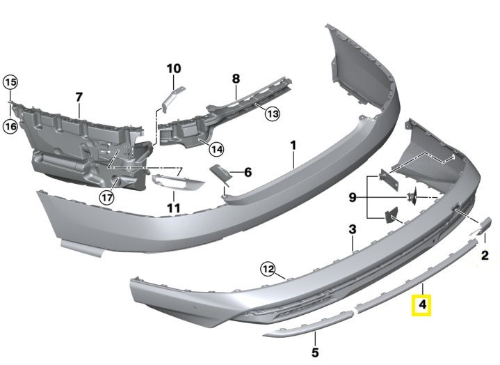 2023-2025 Rolls-Royce Spectre Coupe RR25 Rear Bumper Central Trim 51125A0F2B0 OE