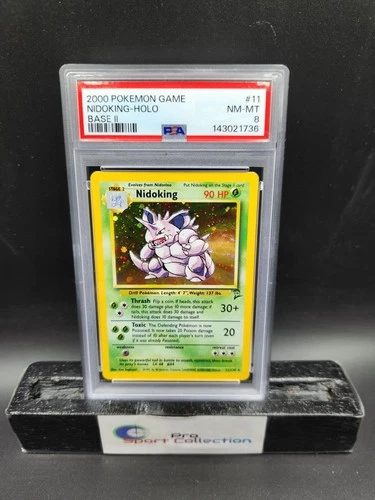 2000 POKEMON GAME NIDOKING-HOLO BASE SET 2 11/130 PSA 8 NM-MT