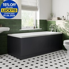 1700mm Front Side MDF Bath Panel 15mm Thick With Plinth Cut To Size Black Gloss