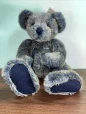 Russ Teddy Bear Weighted Feet Benson Plush Stuffed Animal Frosted Gray Blue Soft