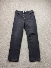 Levis Jean's Women's 27 Fits 27x25 Black Wedgie Straight Button Fly Distressed
