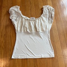 Vintage Y2K white lacy babydoll coquette whimsical top
