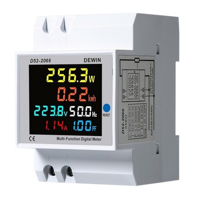 DEWIN Digital Einphasen Stromzähler H04 Hutschiene Wechselstromzähler AC 40-300V