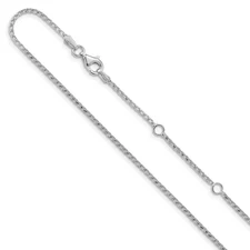 14K White Gold 1.4mm Diamond-Cut Open Franco Chain Necklace 18" 1in+1in Adj.