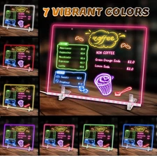 LED Note Board with 7 Colors, 13.8"X10" Acrylic Dry Erase Message Note Board ...