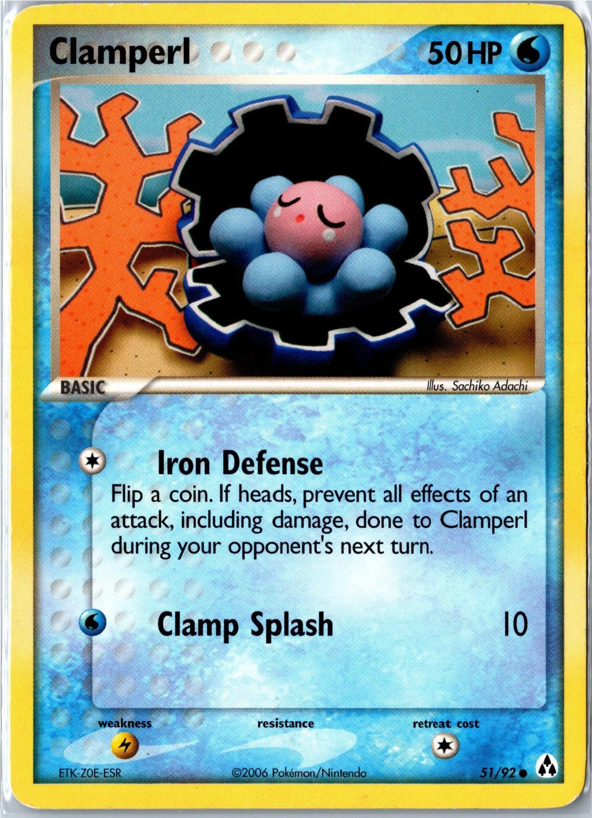 Pokemon Card - Clamperl 51/92 Legend Maker Common Moderately Played
