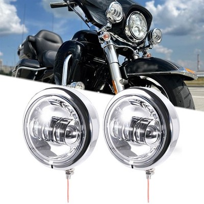 2 X Chrom 4.5'' LED Nebelscheinwerfer Zusatzscheinwerfer Tagfahrlicht Für Harley