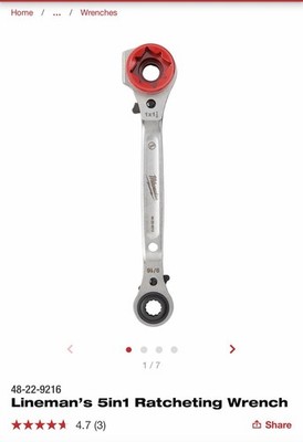Milwaukee 48-22-9216 Lineman's 5-in-1 Ratcheting Wrench