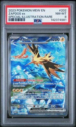 2023 POKEMON MEW EN-151 SPECIAL ILLUSTRATION RARE #202 ZAPDOS EX PSA 8