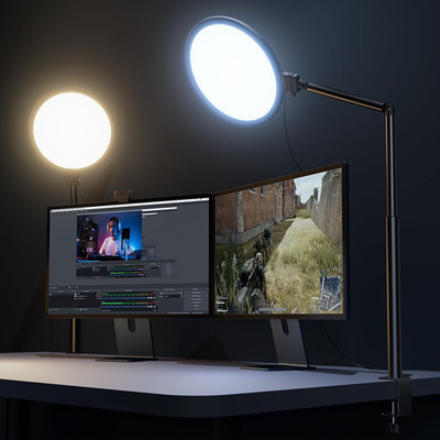10.2'' Desk Ring Light with Stand, 360° Rotate Desk Lamps for Home Office with C-