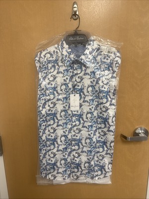 Brand New Robert Graham XL Acosta Paisley Blue Woven Shirt, Mens