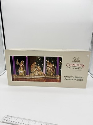 Avon Deluxe Holy Nativity Scene Advent Candle Holder Christmas Decor 18.5x7.5 