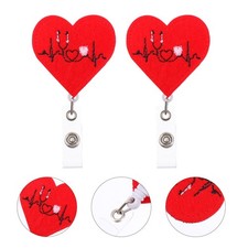 2 Pcs Retractable Nurse Badge Reel Holder Felt Nursing Accessories