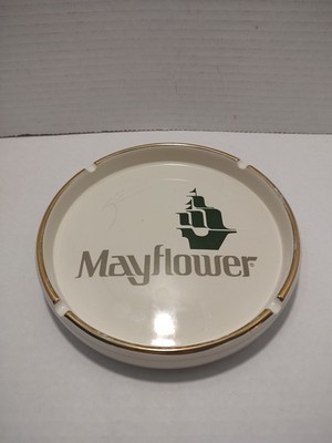   Vintage Mayflower [Ceramic] Gold Rim ASHTRAY  6 1/2 Inch