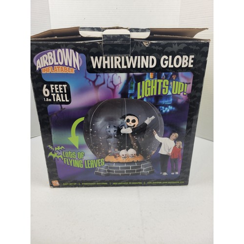 2006 Gemmy Halloween 6ft Whirlwind Globe Airblown Inflatable Skulls Grim Reaper
