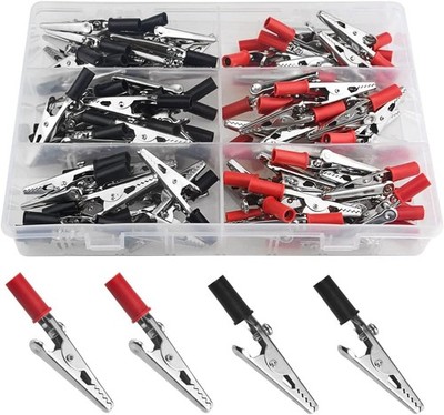 100 Stück Rot und Schwarz Metall Krokodilklemmen Krokodil Elektrische Prüfklemmen mit