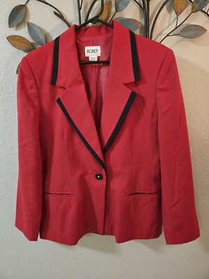 Koret - Womens Blazer Suit Jacket - Vintage Shoulder Pads - Size 10 - Red 