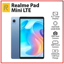 (Wi-Fi+4G) Realme Pad Mini LTE BLUE 4GB+64GB Global Ver. Android PC Tablet (New)