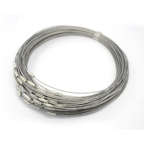 10Strand 17.5" Steel Wire Necklace Cord DIY Jewelry Making Brass Screw Clasp 1mm - Picture 17 of 28