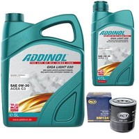 MotoröL Set Addinol 0W-30 Giga Light 6 Liter + ÖLfilter FüR Subaru Tribeca 3.0