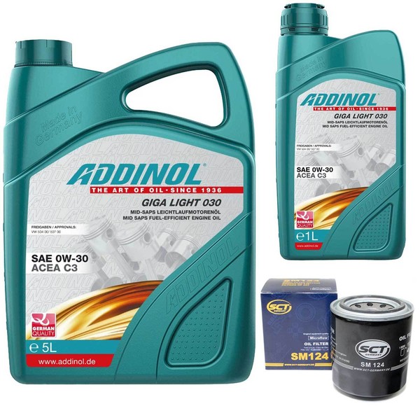 MotoröL Set Addinol 0W-30 Giga Light 6 Liter + ÖLfilter FüR Subaru Tribeca 3.0-image