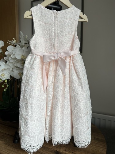 Vestido Princesa Americana Niña Encaje Perla Dama de honor Flor Fiesta Vestido 4 Años - Imagen 4 de 7