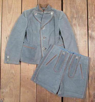 Vintage Boys German Lederhosen Outfit Trachten Jacket w/ Shorts Soft Cotton/Wool