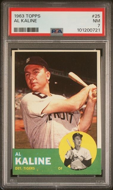 1963 Topps Al Kaline #25 Detroit Tigers Graded PSA 7 NM Near MINT