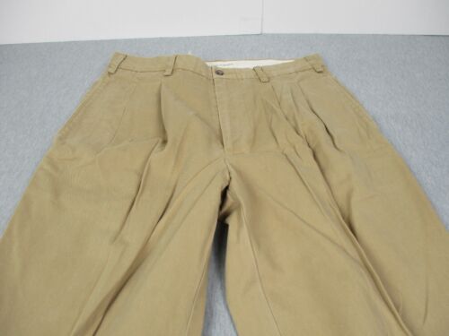 VINTAGE Banana Republic Pants Mens 32x32 Smithfields Tan Pleated Relaxed W/ Tags - Picture 2 of 20