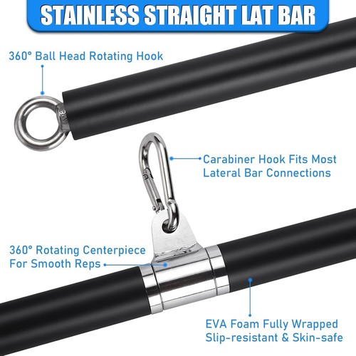 42-inch Detachable LAT Pulldown Bar with 360º Rotating T-bar for Cable Machines - 第 5/9 張圖片
