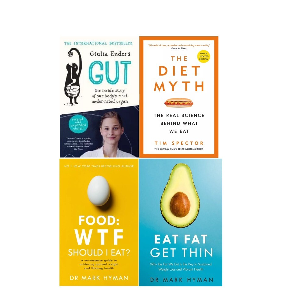 Gut, Diet Myth, Food Wtf, Eat Fat Get Thin 4 Books Collection Set Paperback NEW