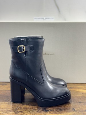 Santoni Tronchetto Frau Schwarzes Leder Casual Luxury Stiefel Frau Santoni 38.5