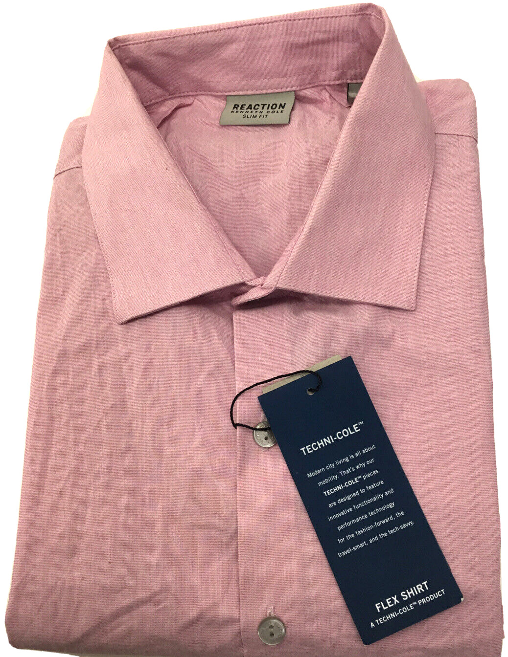 Мужская рубашка Reaction Kenneth Cole Slim Fit Flex, розовая, 17/32-33