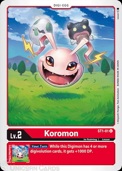 ST1-01 Koromon Uncommon Mint Digimon Card