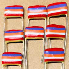 8 Condensateurs MULLARD Tropical Fish C280 NOS 27nF - 250V - 0.027uF - 27000pF