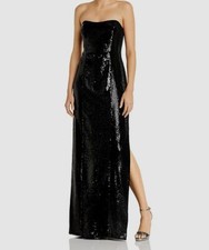  295 Aidan Mattox Women's Black Strapless Sequin Column Gown Dress Size 6