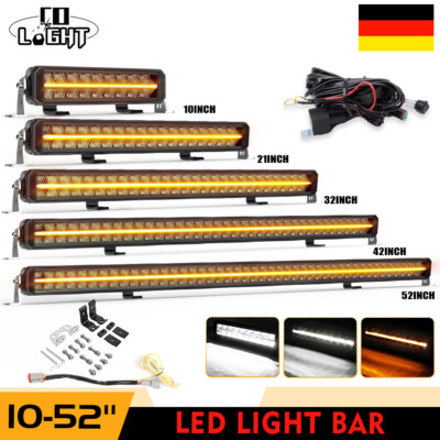 ECE E9 Slim 12 22 32 42 52 Zoll LED Lichtleiste Dual Row Spot Flood Offroad LKW