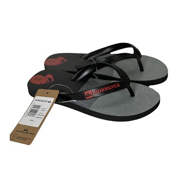 Quicksilver Boys Filp Flops Java Sunset Sandals Size J1 - J2 Black Gray Pool New