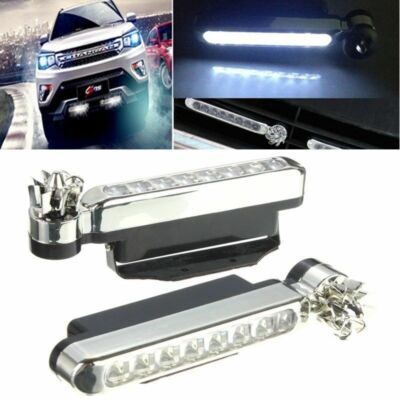 2Pcs 8LED Daytime Running Light Car Driving DRL Fog Lamp Lights 12V Wind Powered