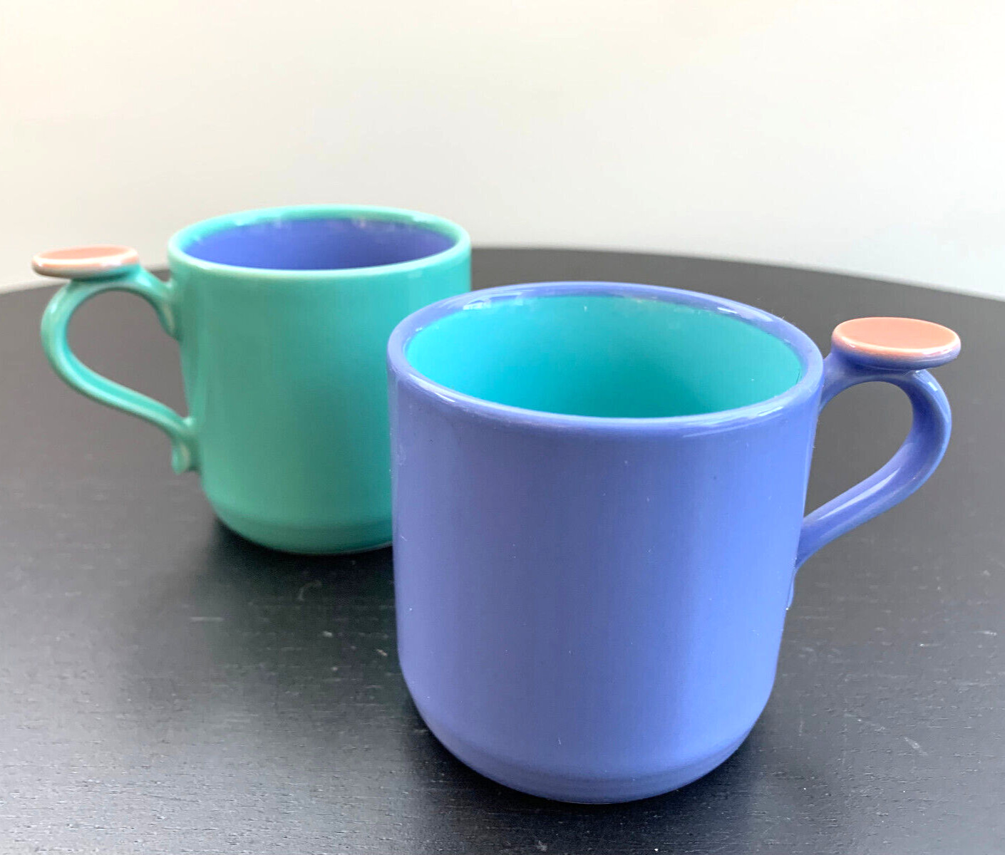 1980s Lindt-Stymeist Colorways Child Mugs x2 Children Thumbprint Vintage RARE