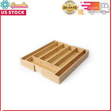 SILVERWARE UTENSIL DRAWER ORGANIZER Waterproof Bamboo Expandable To Fit Drawer
