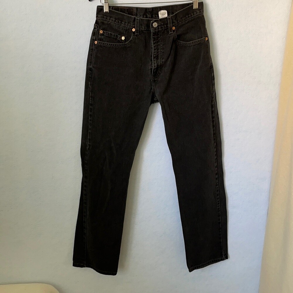 Levi's 505 Black Regular Fit Straight Leg Jeans, 32x32 | eBay