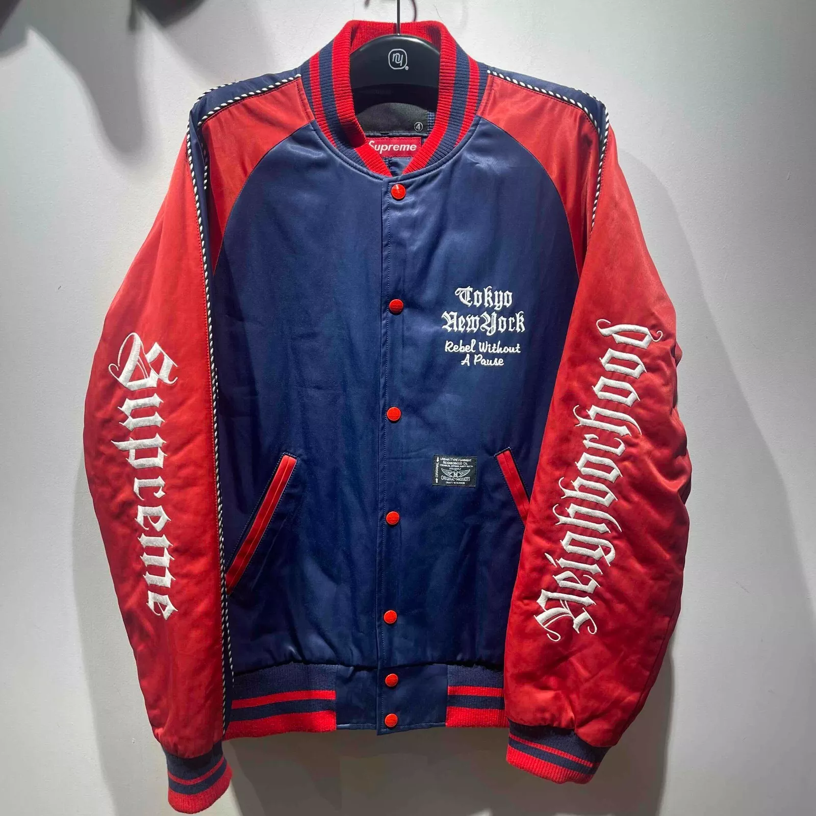 Veste de baseball Supreme X NEIGHBORHOOD 06aw taille XL rouge marine