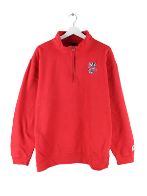 Vintage 00s Wisconsin Badgers Embroidered Half Zip Sweater Rot XL Herren