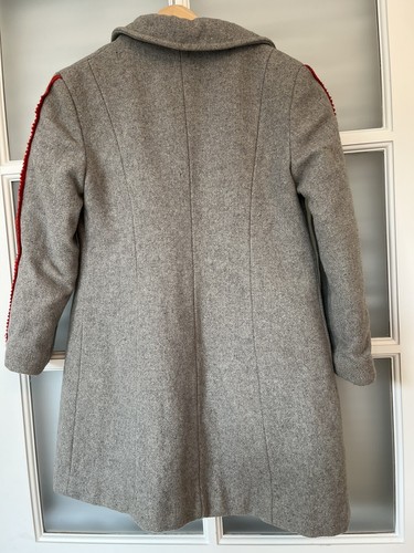 Vintage Kid 70’s Toggle Wool Coat Gray Red Rockabilly Futurama Hood 6 8 Unisex - Picture 14 of 14