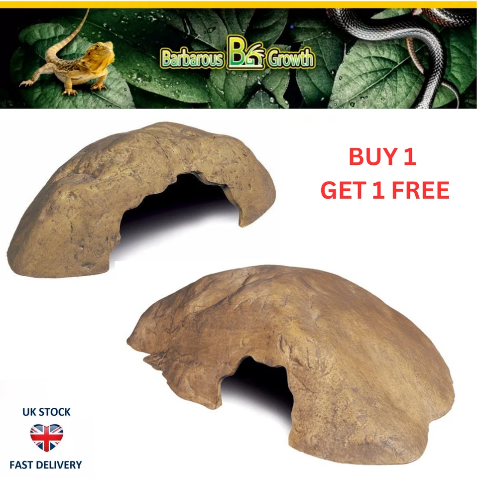 BARBAROUS GROWTH Reptile Vivarium Corner Rock Hide Cave -Realistic Natural Terrarium Decor
