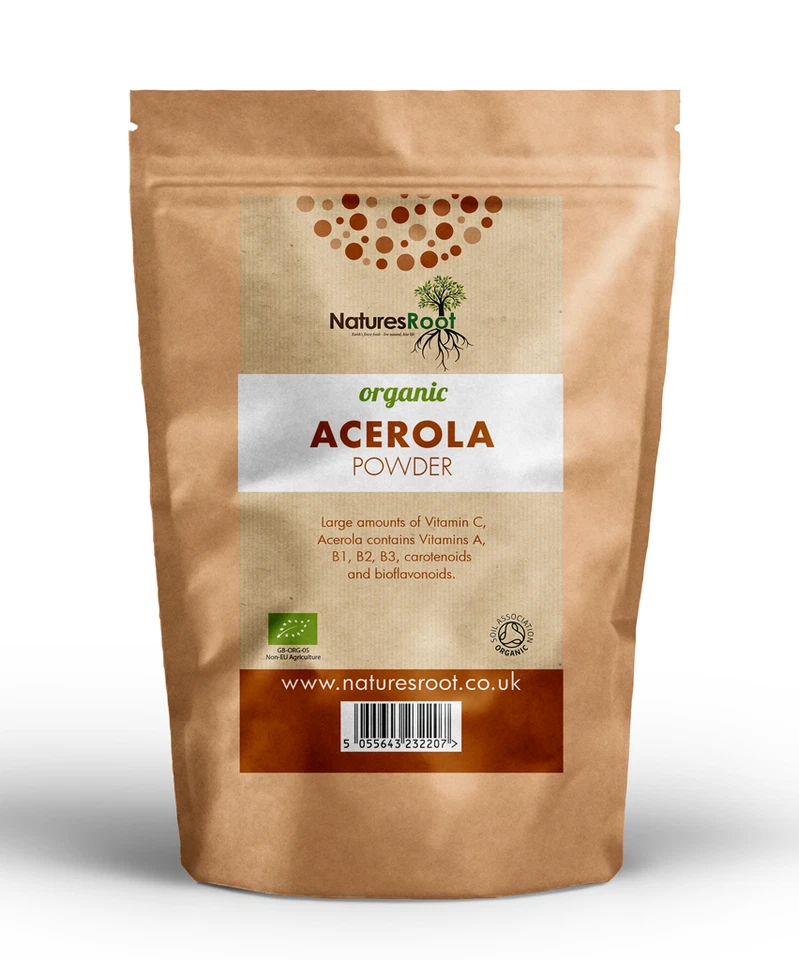 NATURE’S ROOT Organic Acerola Powder - 100% Pure, Vitamin C Rich - Non-GMO & Gluten Free