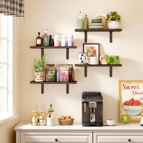 Fixwal Wall Floating Shelves for Room Decor, 4 Sets Dark Carbonized Black  - Bild 7 von 7