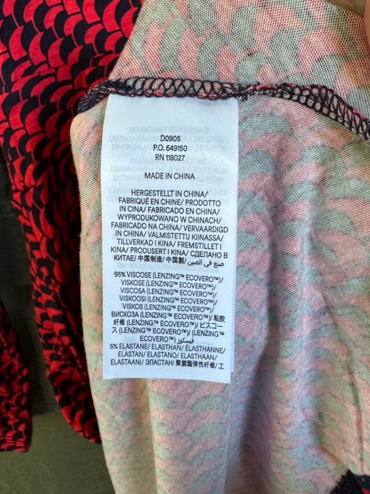 Boden Knit Dress Long Sleeve Red Black Geometric Pattern Womens 6 NWT