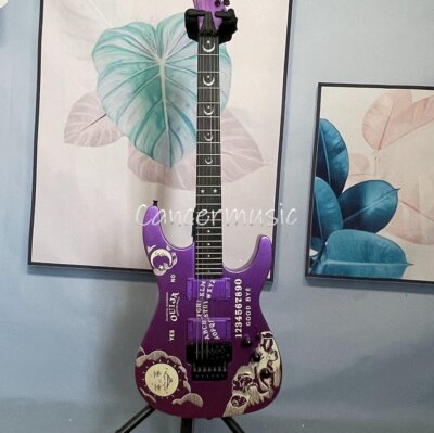 KH-2 Ouija Kirk Hammett Signature Metallica Purple Electric Guitar Moon&Star